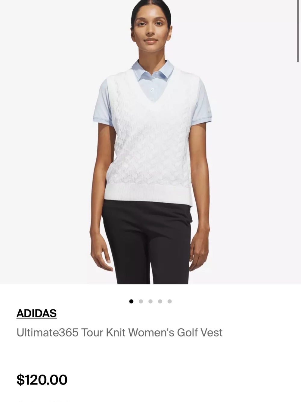 Adidas White Cable-Knit V-Neck Golf Vest